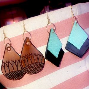 Leather hand crafted earrings